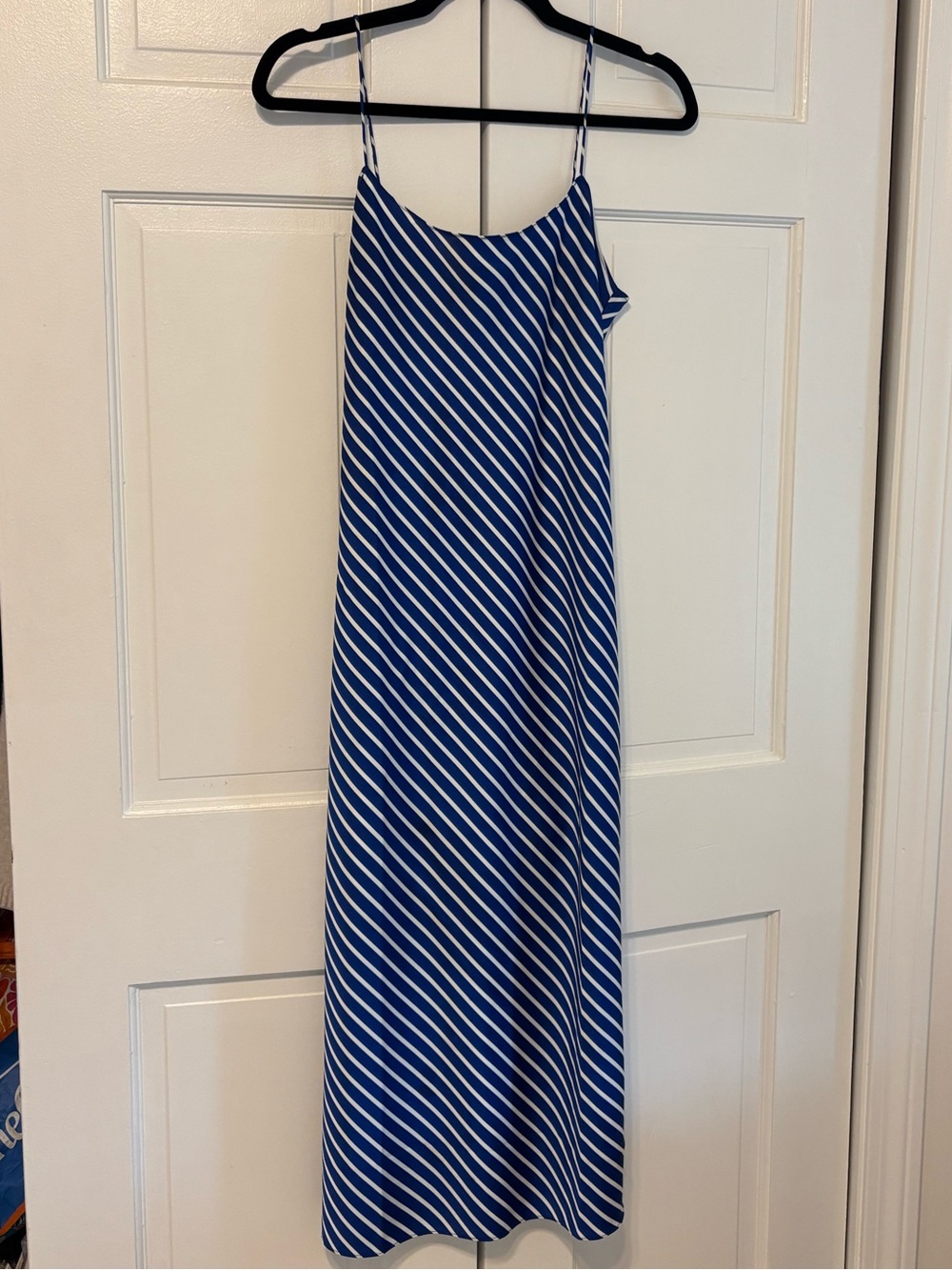J. Crew Royal Blue and White Diagonal Stripe Maxi dress